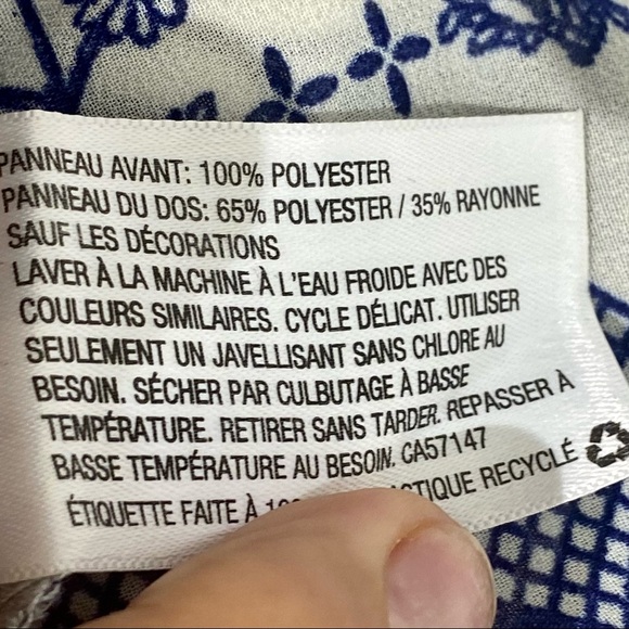 Xhilaration Tank Top Cream and Blue Print and Grey Back Small - Picture 7 of 9